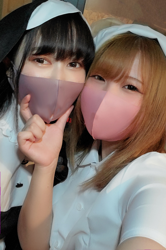 FC2PPV-2409461 November limited Uncensored Sensitive blonde gal x black hair F cup Halloween with cosplay girls and mischievous night 4p creampie